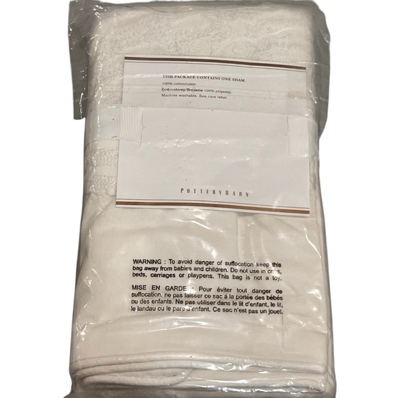 NEW Pottery Barn White Sea Life Embroidered Euro Pillow Sham 26x26 - Picture 3 of 4